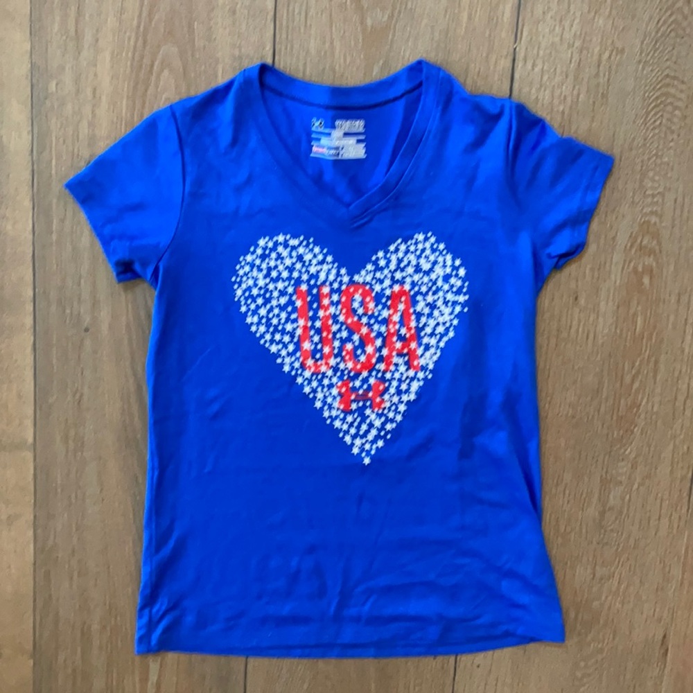 Under Armour USA Heart T- Shirt-Size YXS